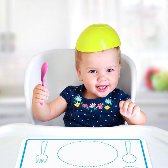 Baby Eetmat - Siliconen Placemat - Zelfstandig Eten Leren - Zelfplaatsing Ontwerp - 30x22 cm - Wit — afbeelding 4