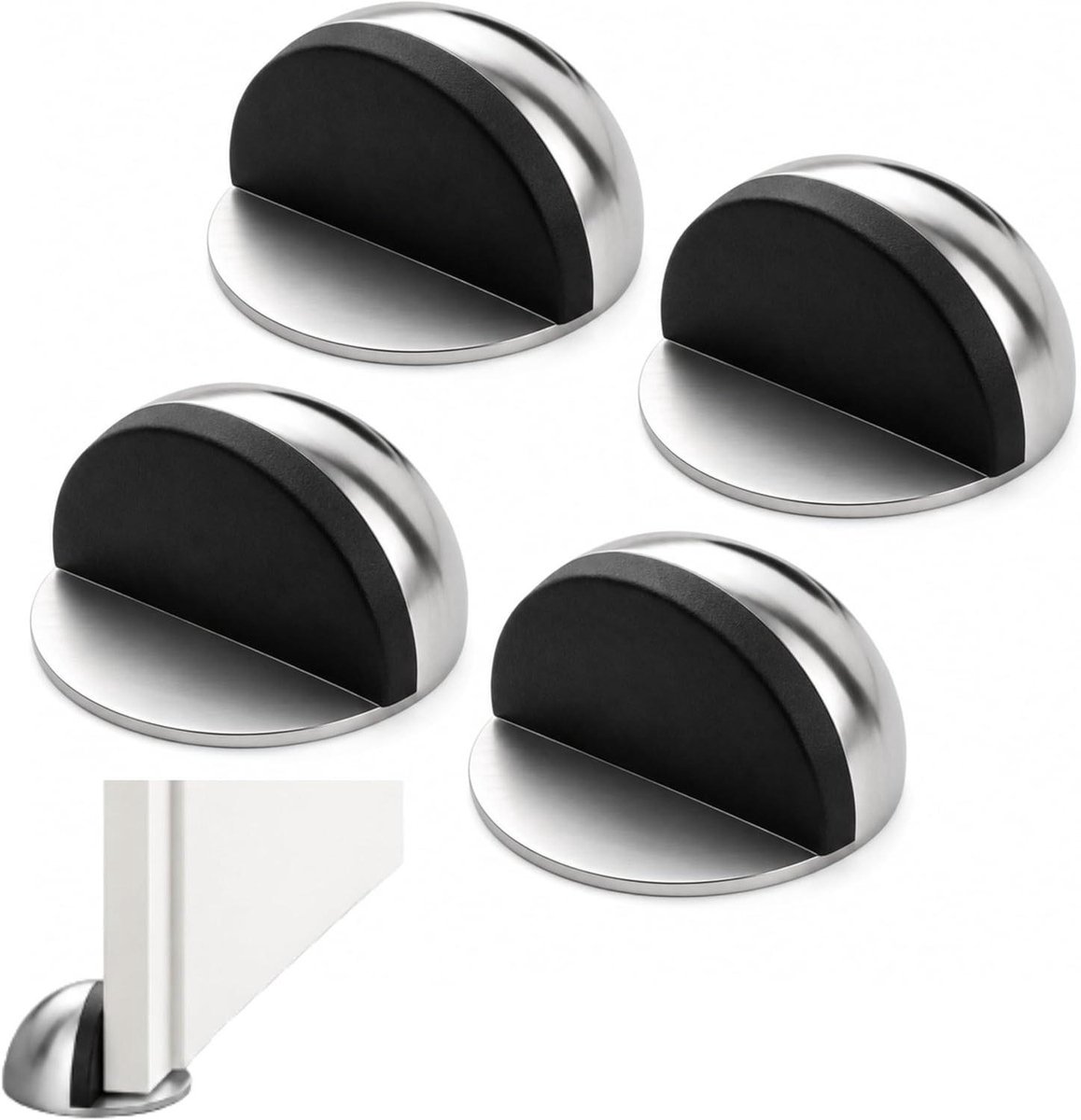 Deurstoppers Vloer - Deur Buffer - Muren Beschermen - Zelfklevend Zonder Boren - 4 stuks - Zilver