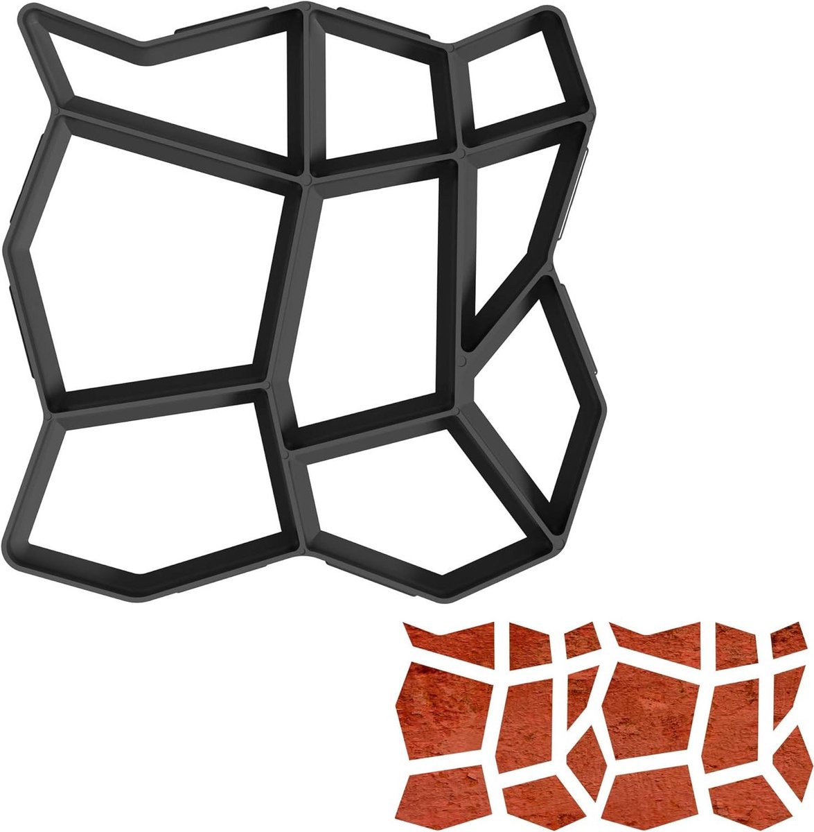 Betonvorm Kunststof - Doe-het-zelf Vorm - Tuinpad Aanleggen - Herbruikbaar Duurzaam Materiaal - 43 x 43 cm - Zwart