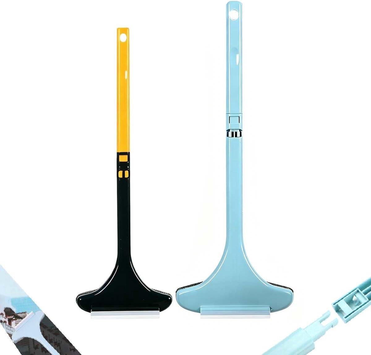 Raamreinigingsborstel Wisser - Horrenreiniger Tool - Efficiënt Ramen Schoonmaken - 2-in-1 Dubbelzijdig Ontwerp - 45 cm Lengte - Blauw Roze