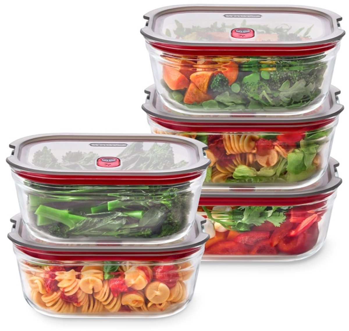 BLACK + BLUM Stack + Nest Meal Prep Vershoudbakjes Glas - 900ml - set van 5
