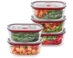 BLACK + BLUM Stack + Nest Meal Prep Vershoudbakjes Glas - 900ml - set van 5