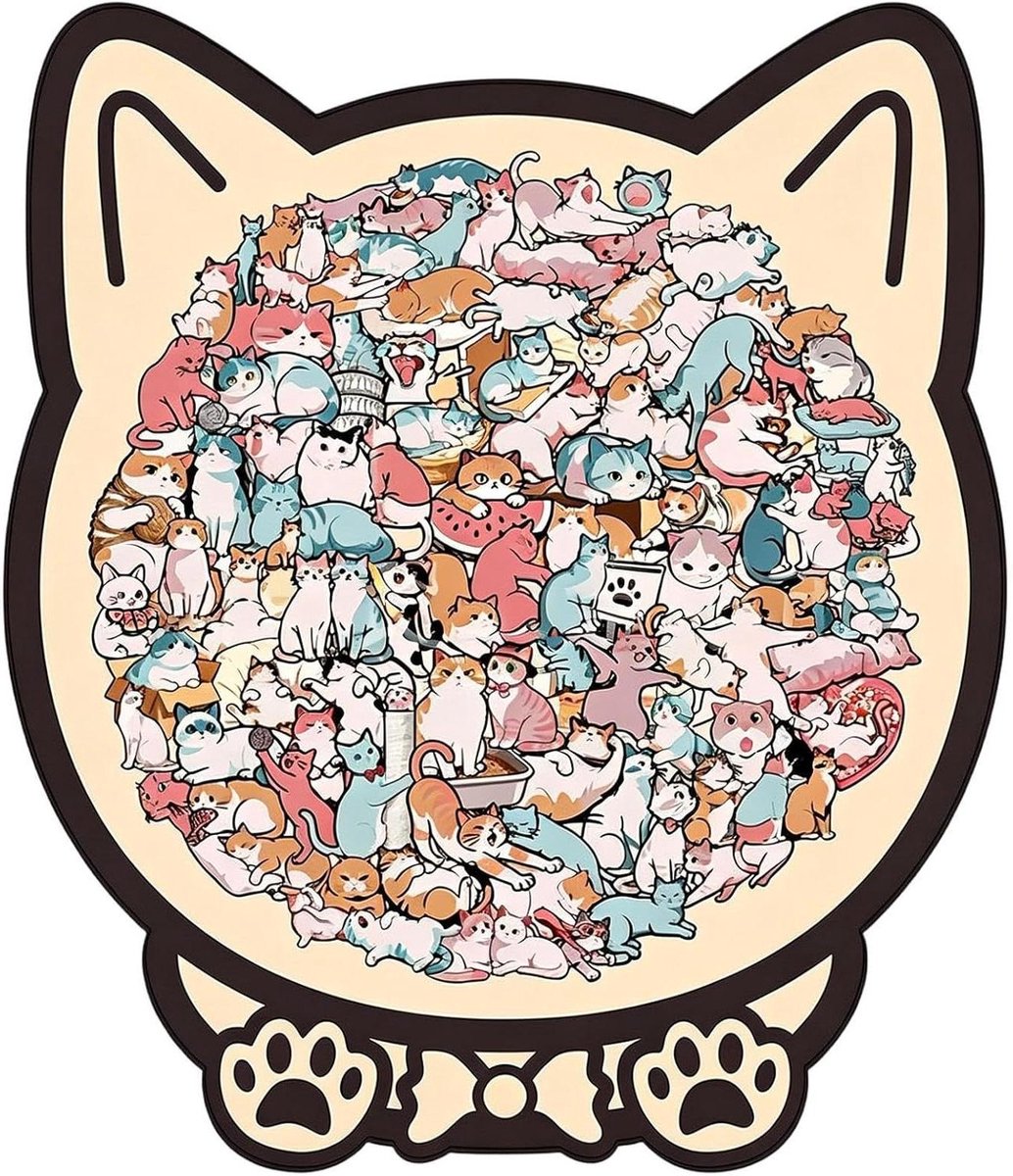 Houten Puzzel - Dieren Vorm - Ontspannende Hobby - Artistiek Design - 25 x 25 cm - Multicolor