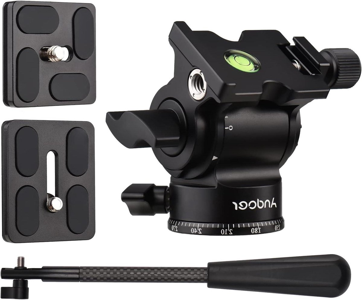 Compacte Videocamera Kop - Draaibare Statiefkop - Vloeiende Panoramabeelden - Aluminiumlegering Frame - 10kg Draagvermogen - Zwart