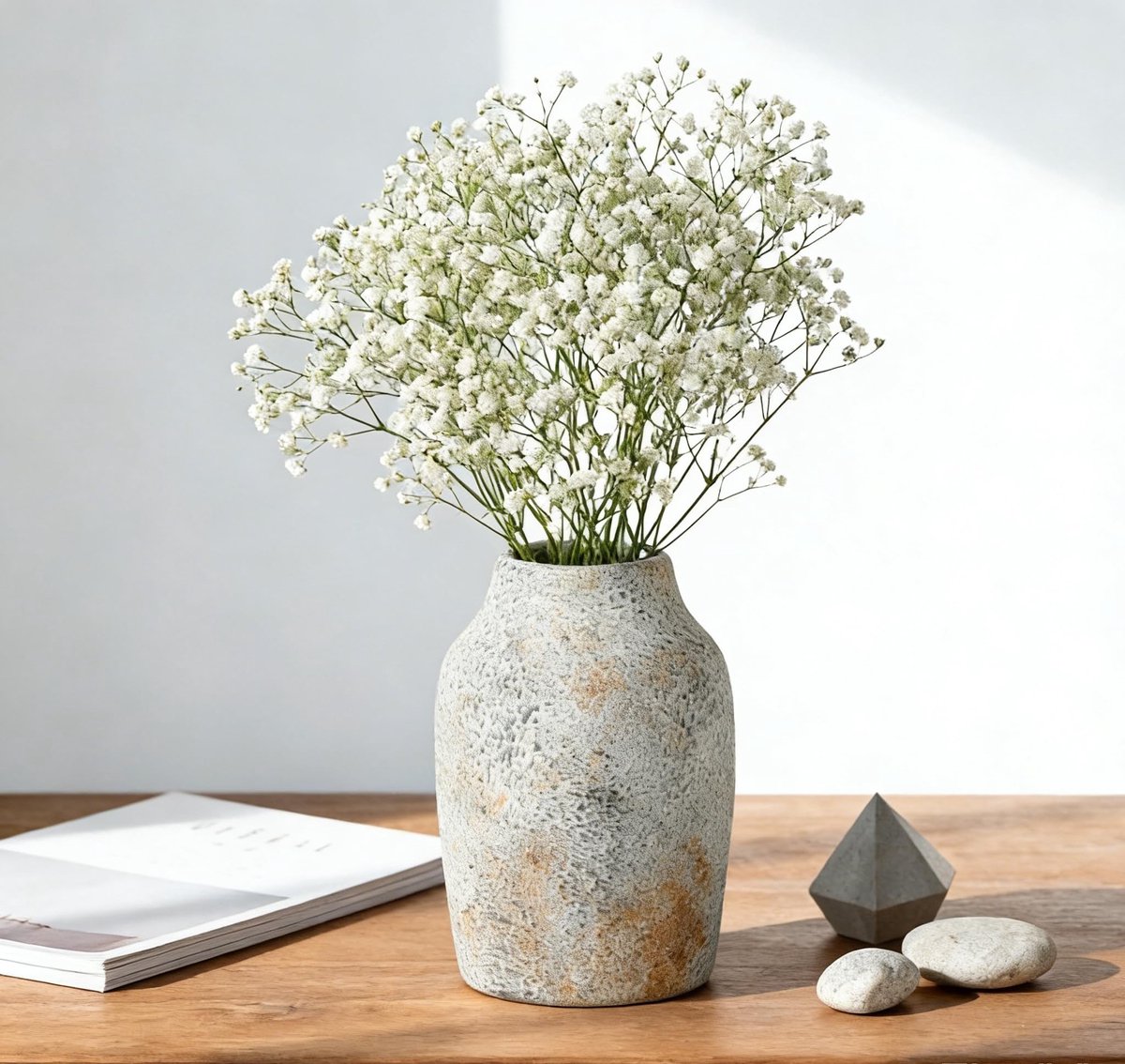 Dailygoods- Bloemenvaas Rustiek - Keramisch - Boho-Terracotta - Vintage - 19,3 cm Hoogte - Duurzaam Materiaal - Perfect voor Droogbloemen - Decoratieve Vaas