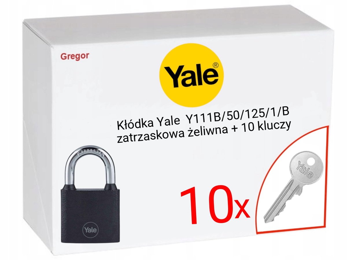 Yale Kettingslot Y111B/50/125/1/B - Gietijzer met 10 Sleutels