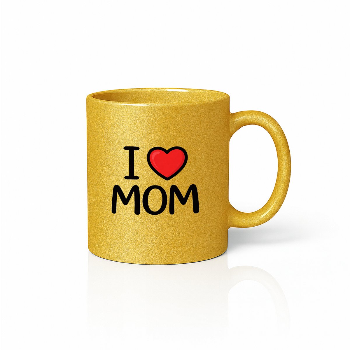 I Love Mom Keramische Mok - Moederdag Cadeau - Goud - 330 ml