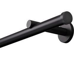 Deco-Raum Gordijnroede op maat Binnenloop Modern rond 20mm Wandbevestiging Wanddrager midden Loop 9cm Gordijnroede Vlakengordijn Schijngordijn Binnenloopstaaf voor Gordijnen Zwart-mat 300cm, gedeeld