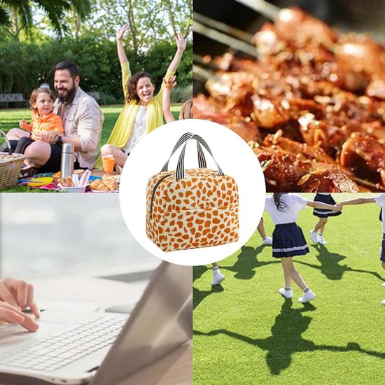 Geïsoleerde Lunchtas - Koeltas Lunchbox - Picknick Werk Reizen - Vierlaags Thermisch - 24x15x21 cm - Luipaard Print — afbeelding 3
