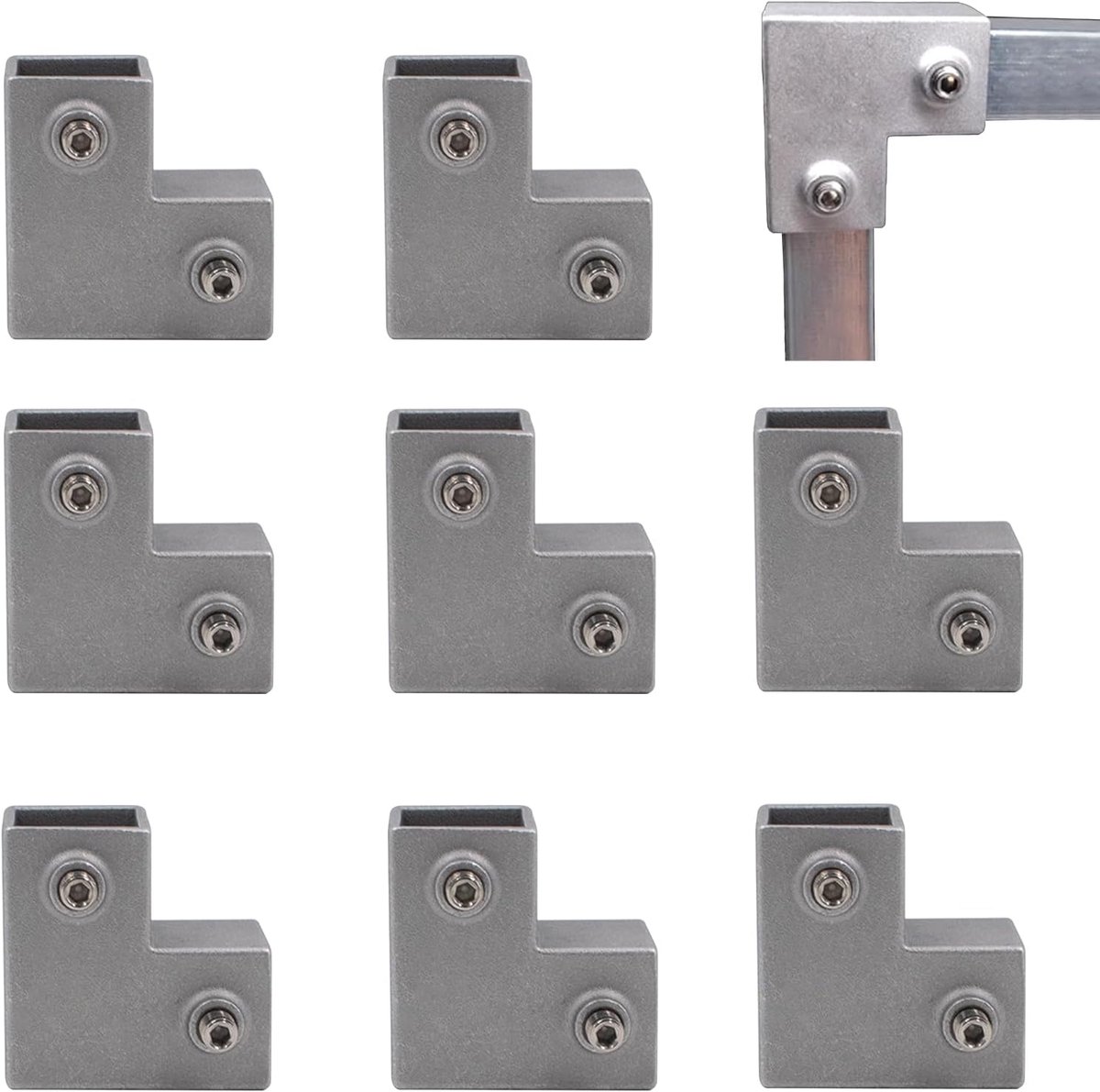 Vierkante buisverbinders - Hoekstukken aluminium - Constructie maken - L-stuk 2-weg - 25x25mm buis - Zilver