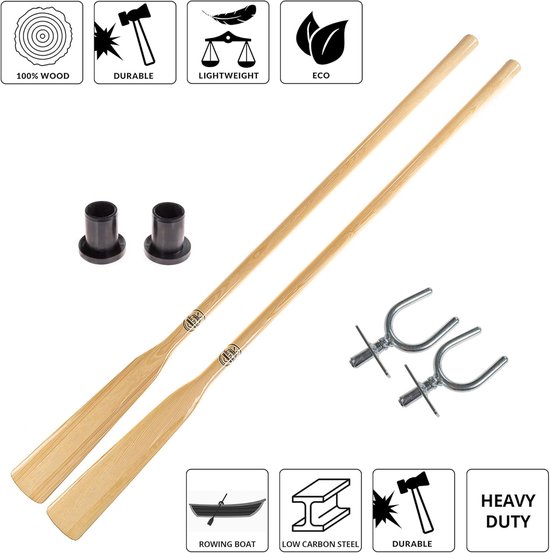 Peddel Set - Roeispanen - Kajakken - Verstelbare Lengte - 240 CM - Zwart Staal Hout — afbeelding 2