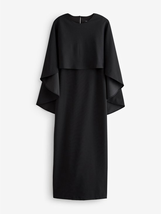 Next - Dames - groen - Lange jurk met cape - Petite - Zwart
