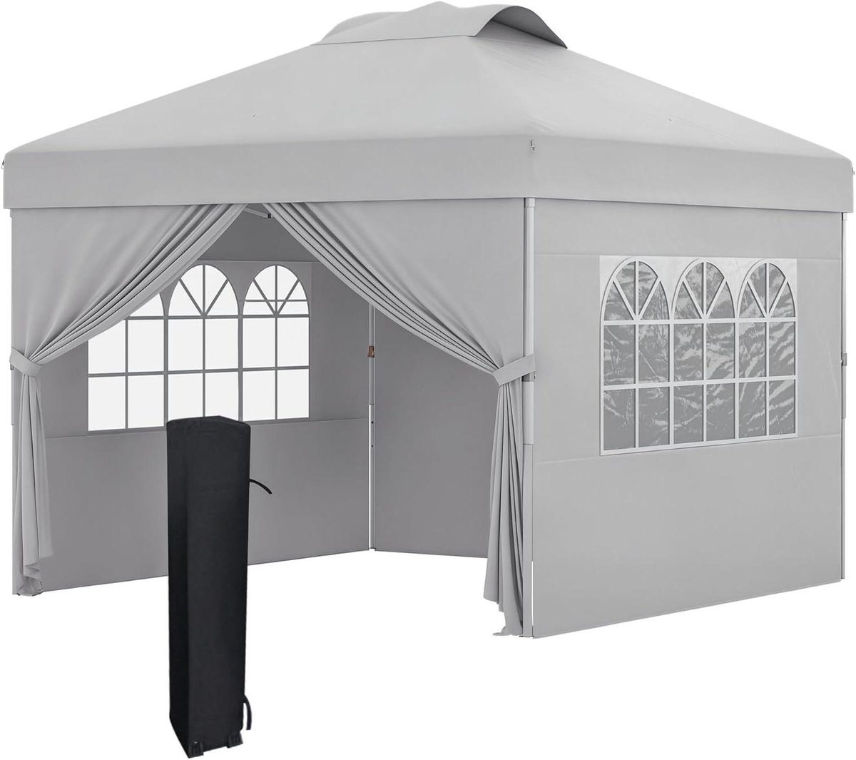 Opvouwbaar Tuinpaviljoen - Pop-up Tent - Feestjes en Evenementen - In Hoogte Verstelbaar - 3 x 3 Meter - Lichtgrijs