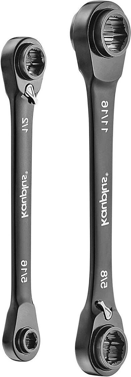 4-in-1 SAE antislip box-einde omkeerbare ratel wench set - 2 stuks, 6pt., 120-tands ratel, 5/16 inch tot 3/4 inch