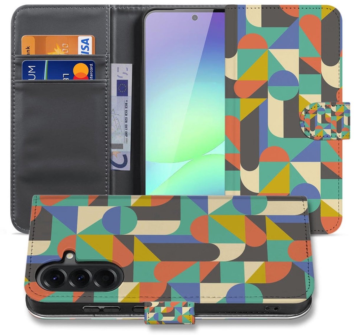 Samsung Galaxy A37 Book Case Hoesje Funky Retro met Magnetische sluiting