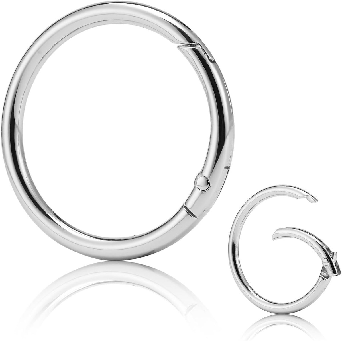 Veerringen Karabiners - Ronde Haken - Sleutelhangers Maken - Duurzaam Metaal - 38mm Diameter - Zilverkleurig