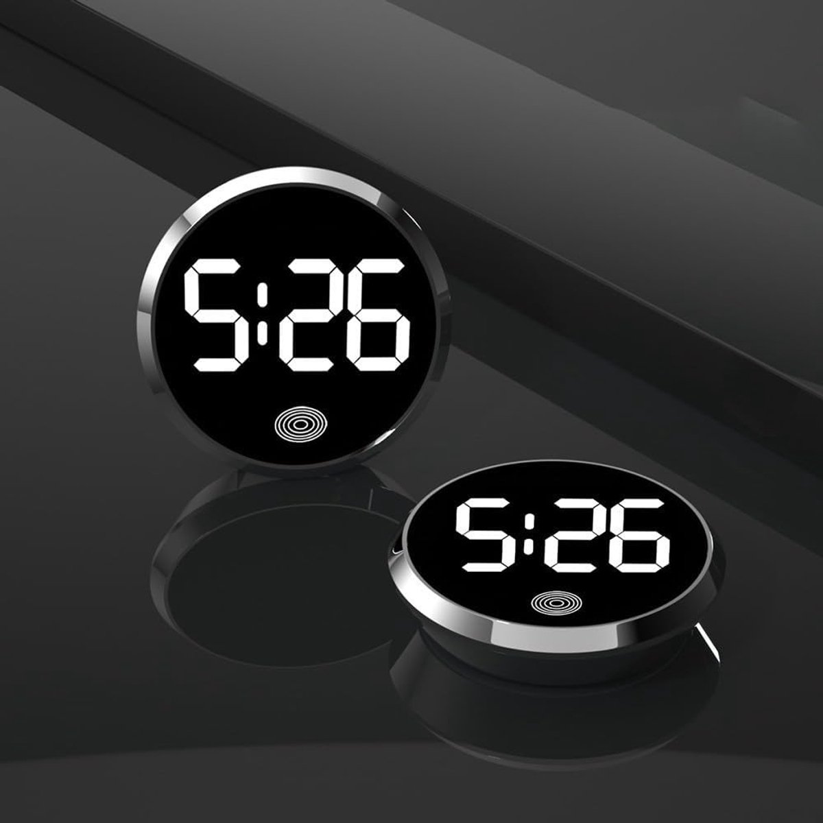 Digitale Auto Klok - Dashboard Klok - Tijd Weergeven - Lichtgevend Display - 6x5x5cm - Zwart