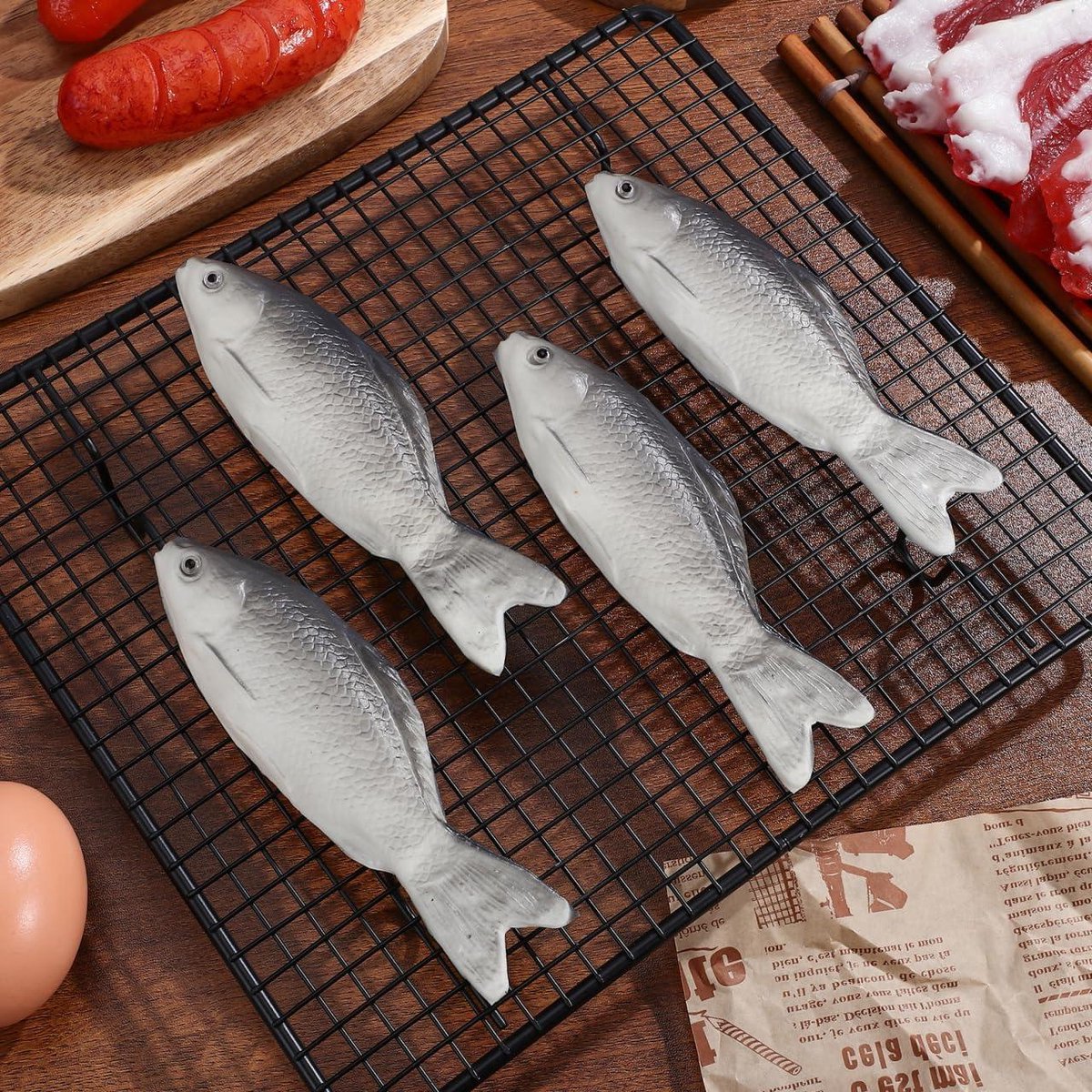 Kunststof Vis Set - Plastic Vissen - Water Zandbak Spel - Realistisch Ontwerp - 13.8x4.8CM - Grijs