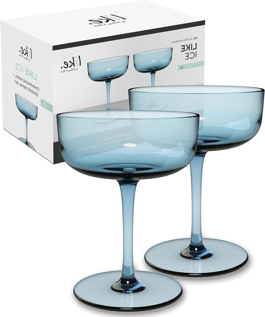 Sektglazen Dessertschaaltjes - Set van 2 - Feestelijke Drankjes - Uniek Ontwerp - 100 ml - Blauw