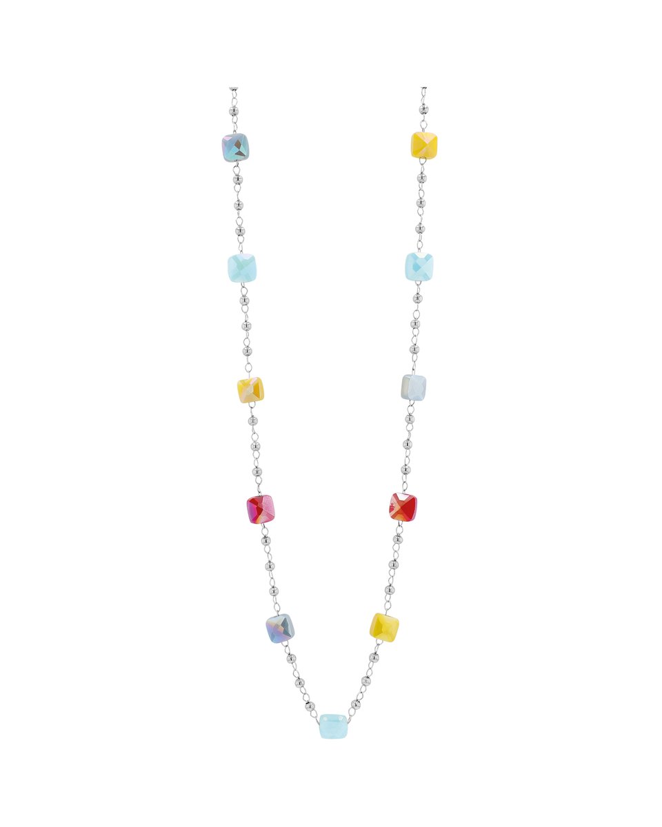 AKZENT Akzent dames ketting met hanger Rezal roestvrijstalen ketting met kleurrijke stenen, 41 cm + 5 cm