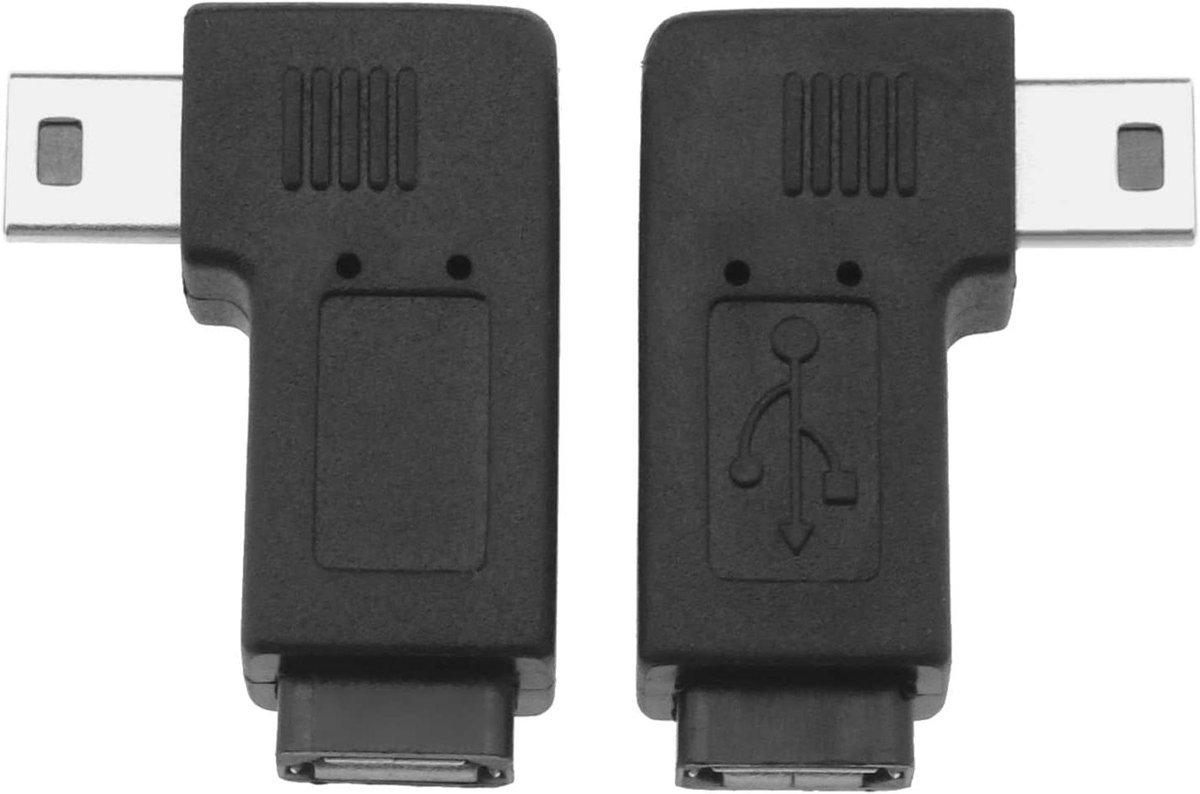 USB Adapter Hoek - Mini USB Verloopstuk - Kabelmanagement - 90 Graden Ontwerp - Compact - Zwart