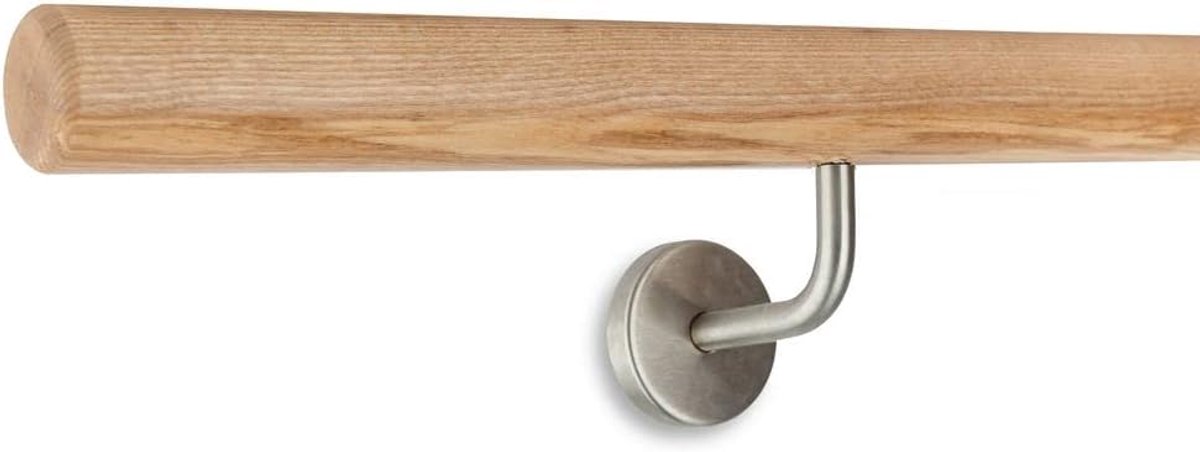balletstang helder essenhout, 42 mm Ø + 2 roestvrijstalen houders voor het inschroeven