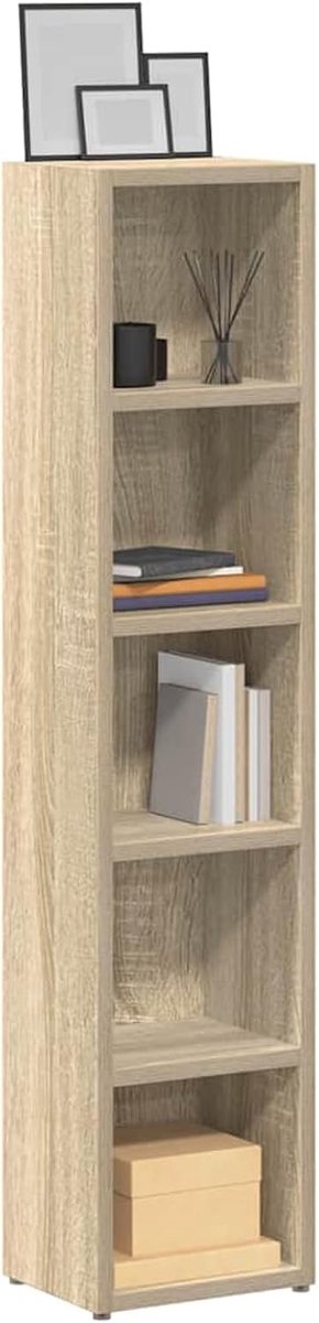 CD-rekken 2 stuks - Mediarek opbergkast - Muziekcollectie organiseren - Stabiel en vochtbestendig - 21x16x93cm - Sonoma-eiken