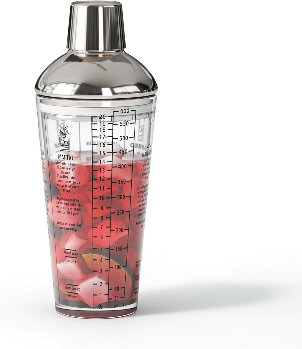 Glazen Cocktailshaker met Maatverdeling en Ingebouwde Zeef - Lekvrije Bar Tool