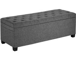 VEVOR Opbergpoef 110x40x40cm, Voetenbank Opbergbox, Draagvermogen tot 299,37 Kg, Opvouwbare, Gevoerde Bank met Metalen Frame, Poef voor Woonkamer, Slaapkamer, Gang, Grijs