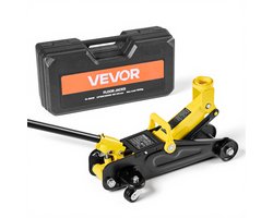 VEVOR Low-Profile Trolley Jack & 360° Wielen, 1,5 T Hefvermogen, Snelwerkende Pomp Met Enkele Zuiger, 13-31 Cm Hefhoogte, Hydraulische Krik voor Sportwagens en Sedans, Geel + Zwart