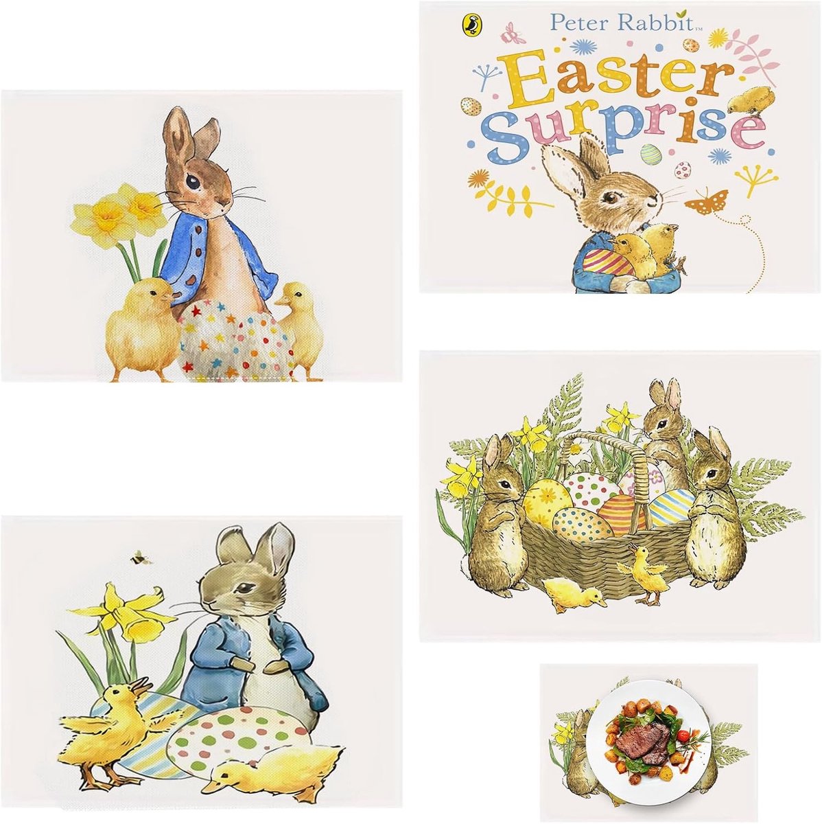 Paas Placemats - Tafeldecoratie - Paasontbijt - Set van 4 - 30 x 45 cm - Zwart