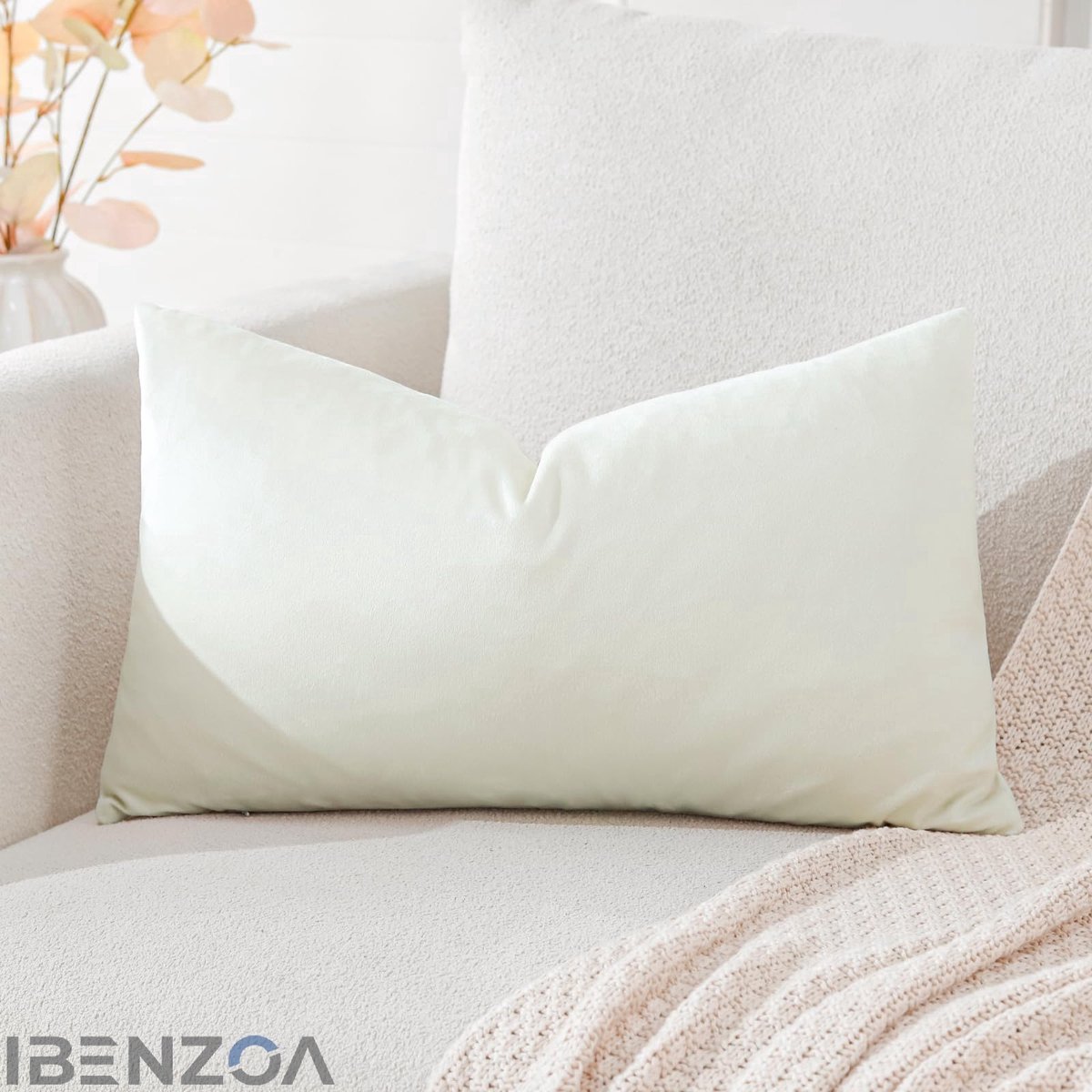 Ibenzoa Fluwelen Kussensloop - Crèmewit - 40 x 60 cm - Zacht Fluweel