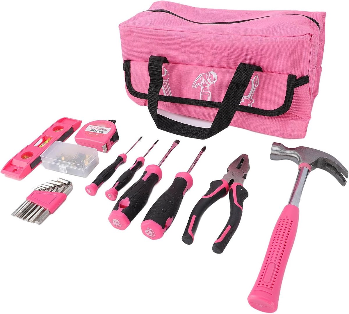 Huisreparatieset - Doe-het-zelf gereedschap - Klusjes in huis - Compacte opbergkoffer - 18 stuks - Roze