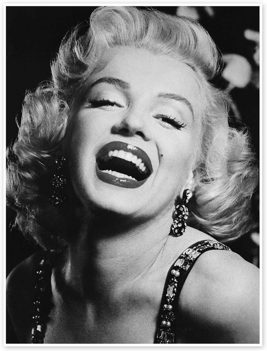 Marilyn Monroe Poster - Wanddecoratie Filmicoon - Woonkamer Decoratie - UV-bestendige Inkt - 50 x 70 cm - Zwart-wit