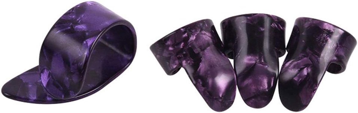 Vinger Picks - Duim Plectrums - Gitaar Spelen - Verstelbaar Ontwerp - 4 Stuks - Paars