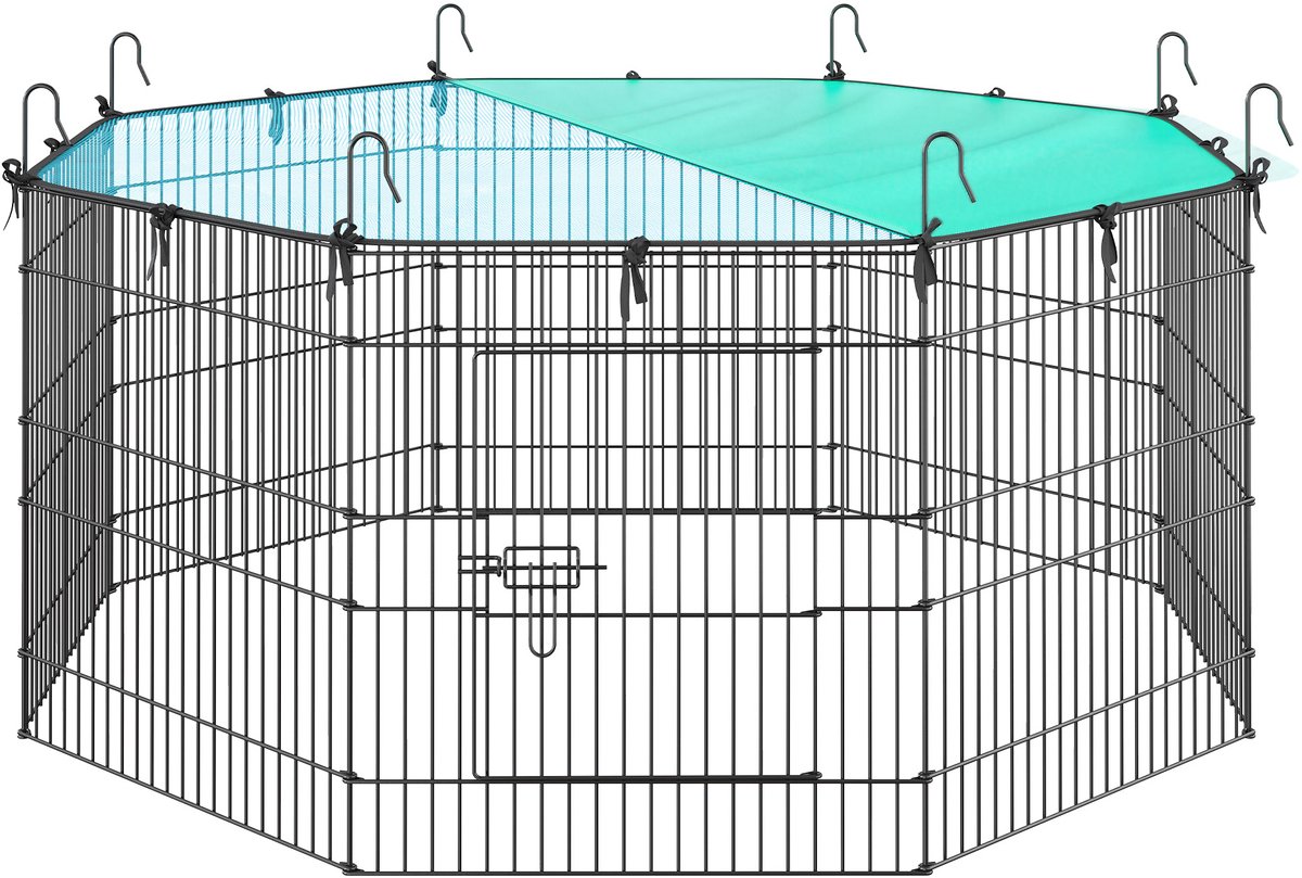 SONGMICS - Hondenren - Puppyren - Met Dak en Zonbescherming - Ademend - Voor Konijnen en Cavia's