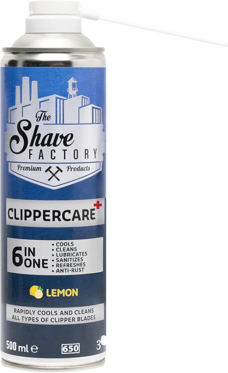 The Shave Factory - Ice blade spray - Clipperspray - care 6 in 1 Spray - Wahl - Babyliss - JRL - Voor - Alle - Tondeuses - Trimmers - Shavers 500ml