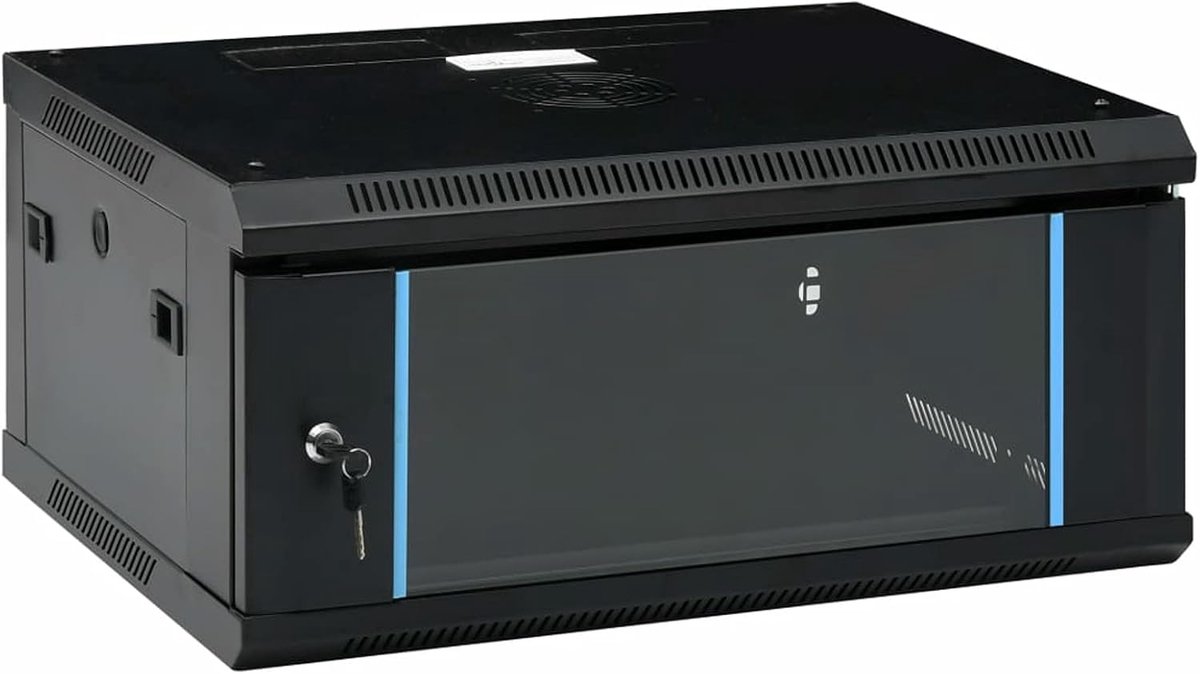 Netwerkkast Wandmontage - Serverrek Kast - Apparatuur Beveiligen - Afneembare Zijpanelen - 600 x 450 x 285 mm - Zwart