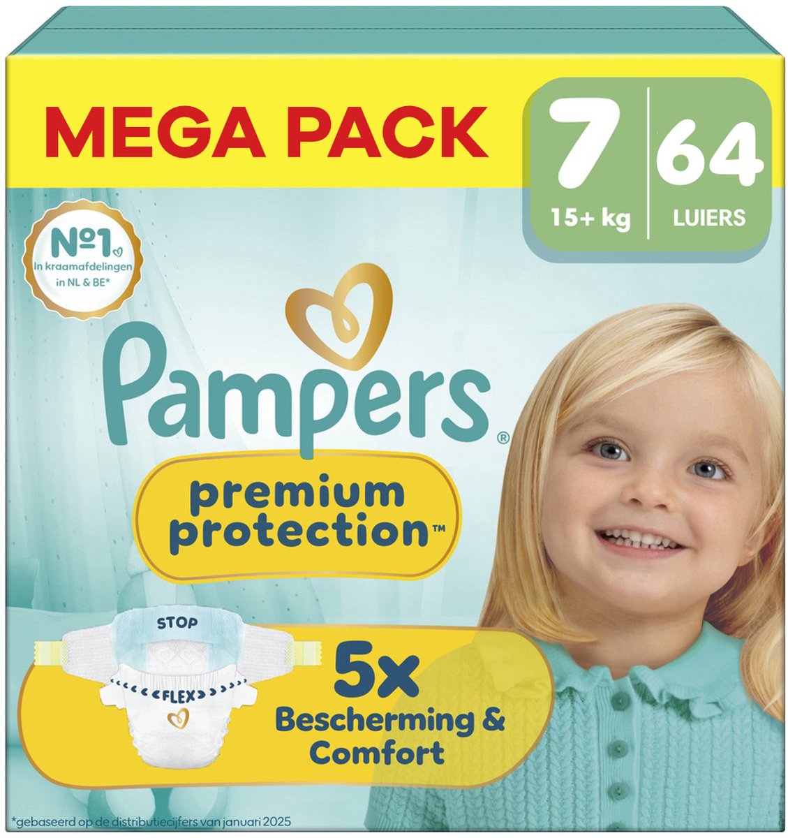 Pampers - Premium Protection - Maat 7 - Mega Pack - 64 luiers - 15+KG