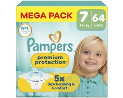 Pampers - Premium Protection - Maat 7 - Mega Pack - 64 luiers - 15+KG