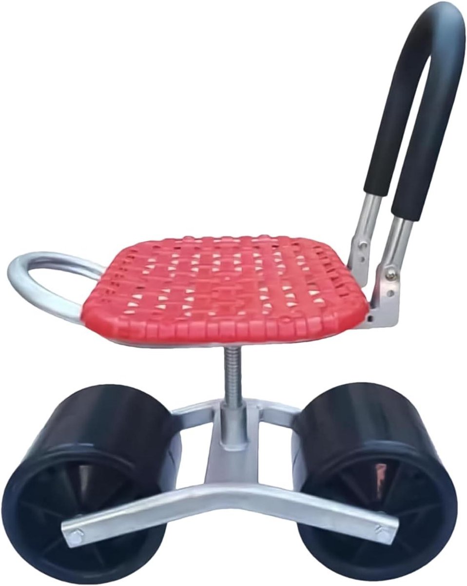 Tuinstoel met wielen - Draaistoel - Tuinieren - In hoogte verstelbaar - 23-35 cm - Rood