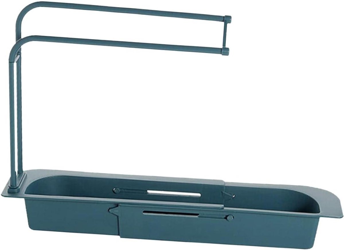 Afvoerrek - Uittrekbaar frame - Keuken organiseren - Verstelbare lengte - 49x27x9cm - Blauw