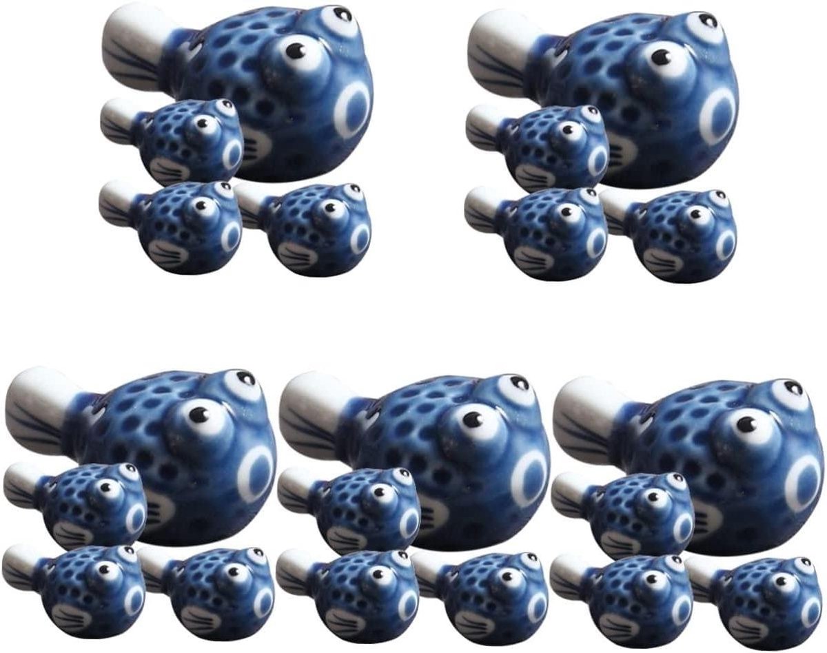 Eetstokjes Houder - Lepel Vork - Tafel Decoratie - Keramisch Vis Design - 20 Stuks - Blauw