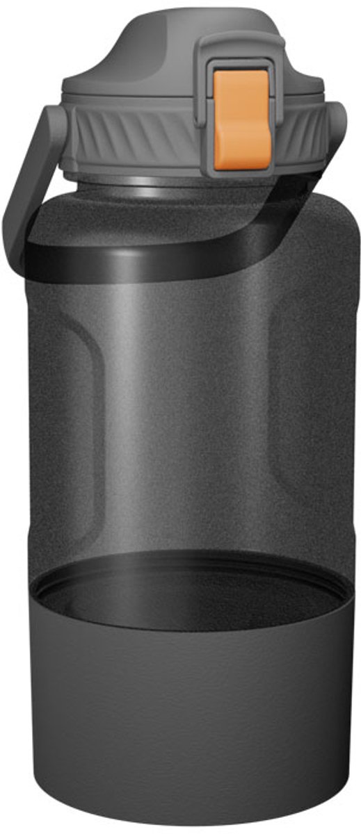 3-in-1 Reisfles voor Honden en Katten - 1,5L Waterfles met Afneembare Waterbak en Voercontainer - Lekvrij - Zwart