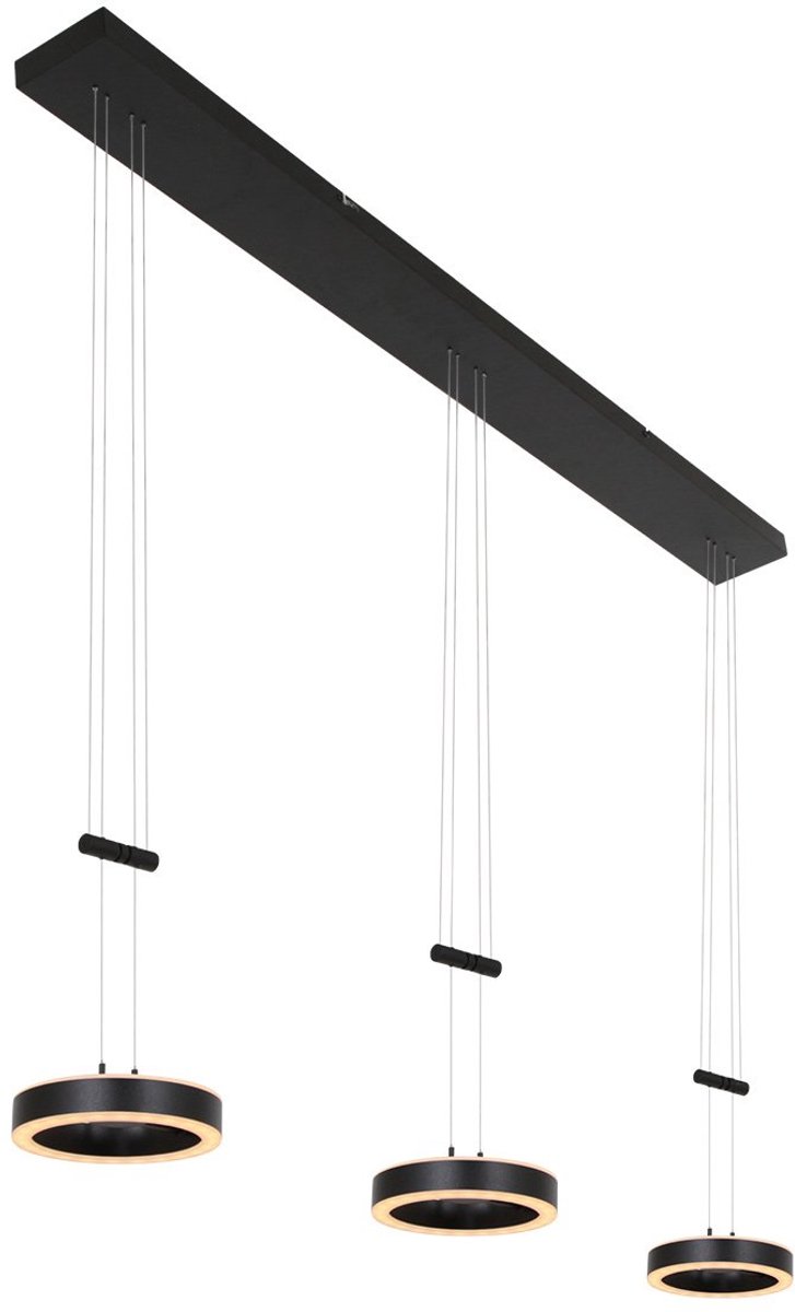 Steinhauer Hanglamp Piola 3 Lichts L 120cm Zwart