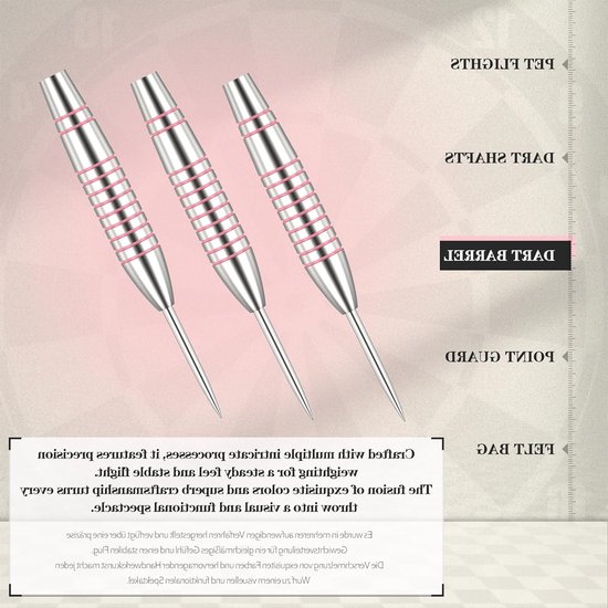Steel Tip Dart Set 20g met Duurzame Aluminium Shafts, Dart Flights, Dart Bag en Puntbeschermer voor Perfecte Spelervaring — afbeelding 3