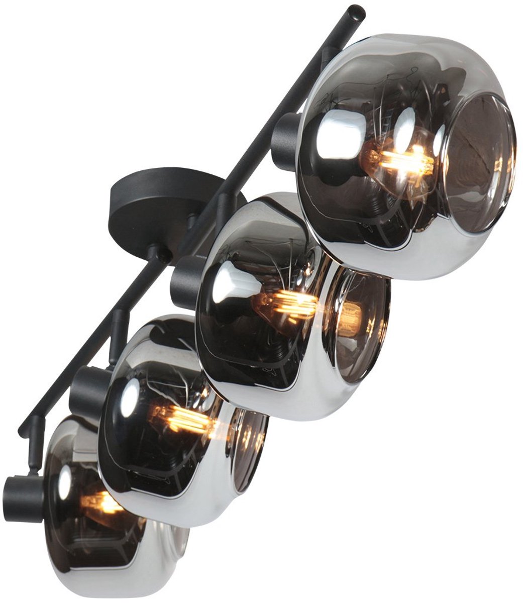 Zwarte 4-Lichts Plafondspot Tenebris 4211ZW – Modern Metaal en Glas, 73 cm Breed, Kantelbaar – Mexlite Verlichting voor Binnengebruik