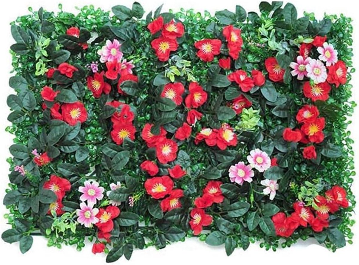 Kunstgras paneel - Decoratieve mat - Muur decoreren - Realistisch groen blad - 40 x 60 cm - Groen