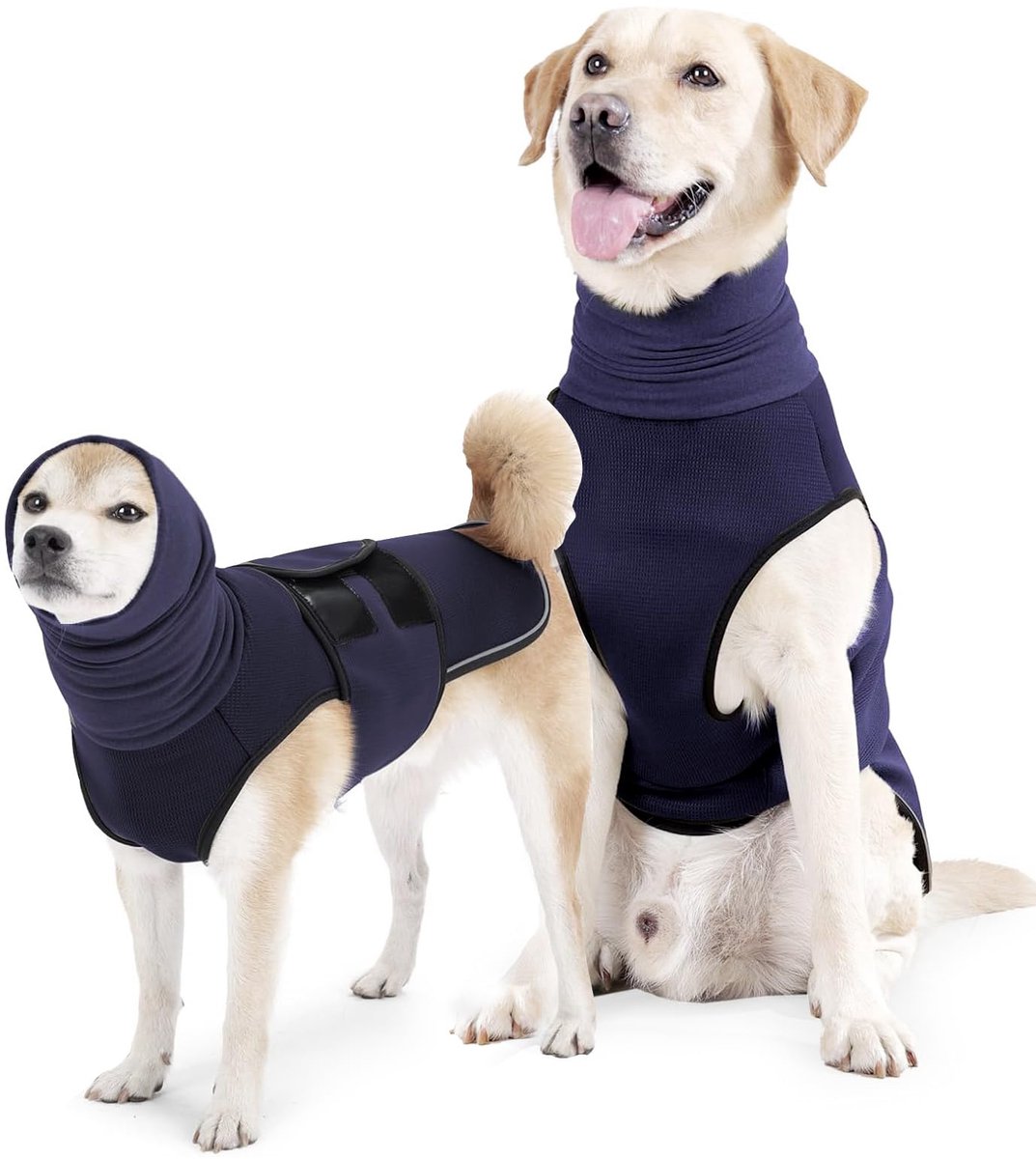 Angstverminderend vest - Kalmerend vest voor honden met oorkappen en capuchon - Verstelbare angstverminderende hondenjas met reflecterende strepen - Maat L