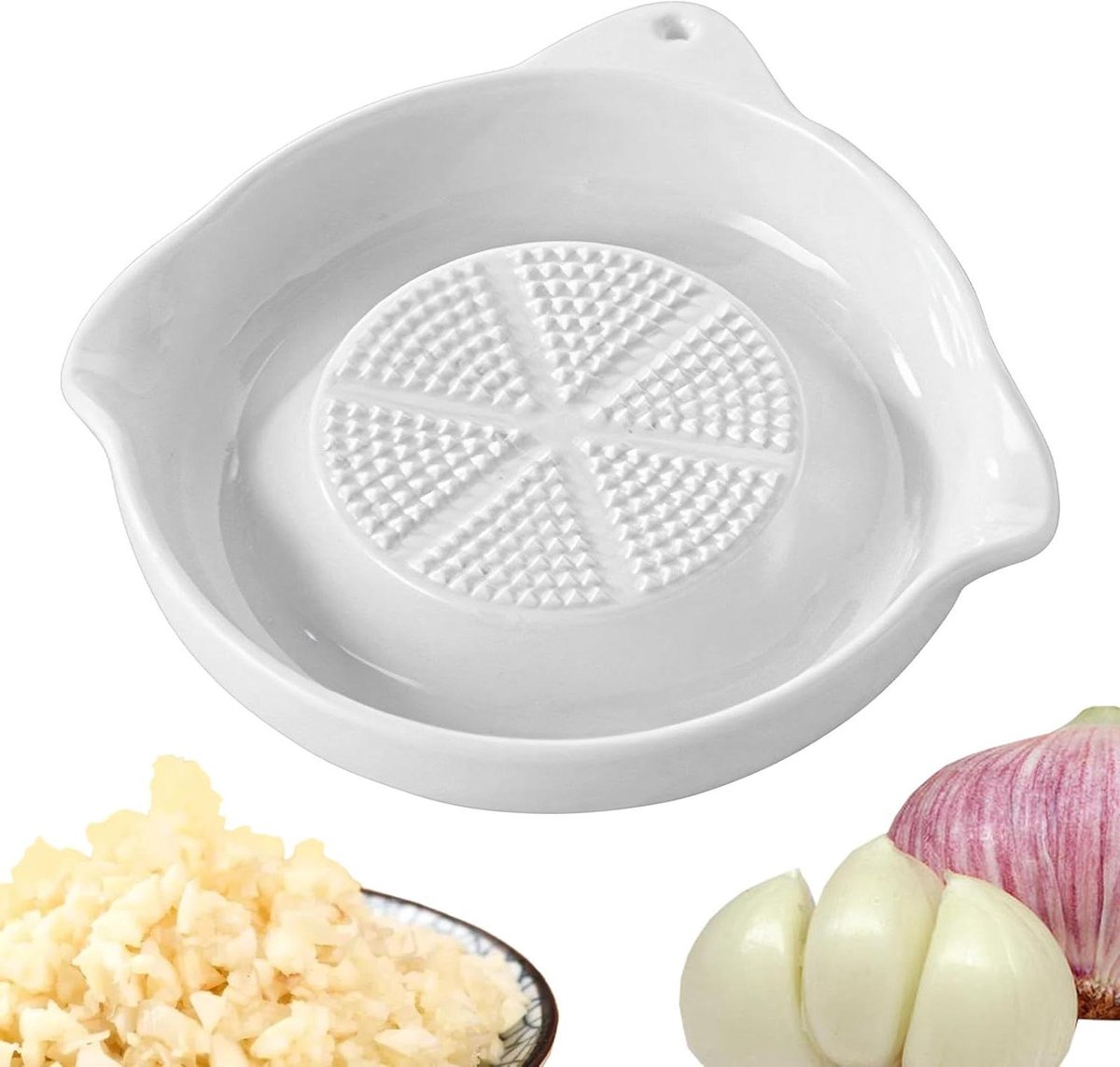Knoflook Rasp Bord - Gember Shredder - Keuken Hulp - Keramisch Materiaal - 13.5x13.5cm - Wit